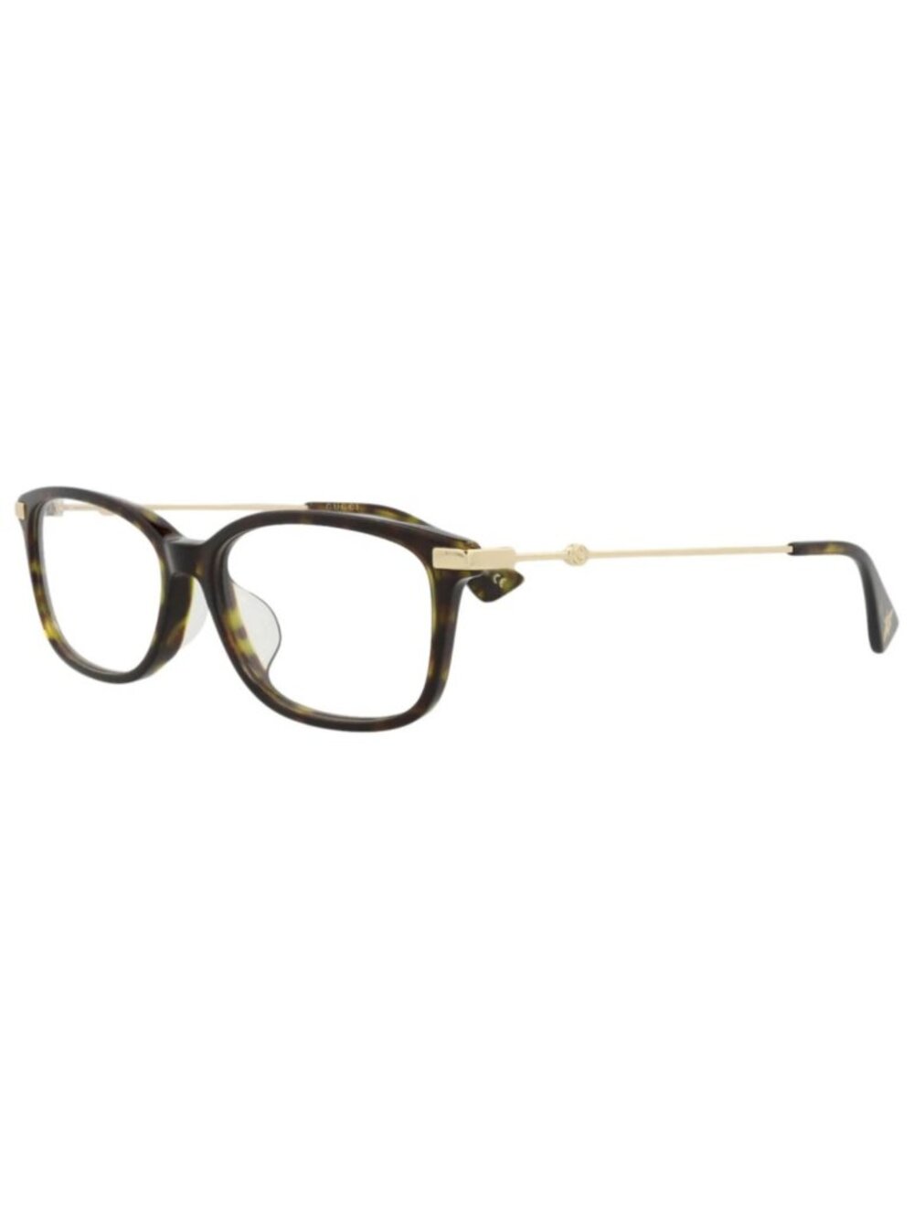 New Gucci Women's Eyeglasses Square Rectangle Acetate Frame Havana Gold